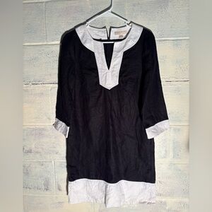 MICHAEL Michael Kors 100% Linen Shift Dress in black & White Size Small